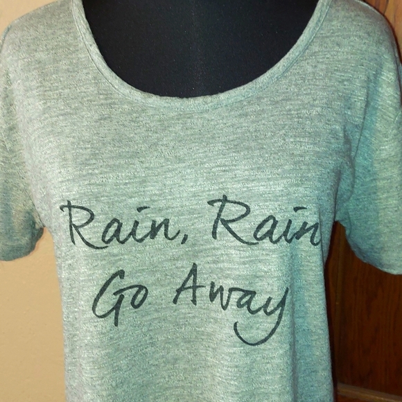 Banana Republic "Rain Rain Go Away" Scoop Neck Verrigated Gray Tee M - Picture 2 of 7